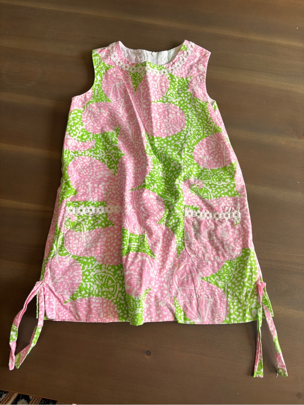 Lilly Pulitzer Pink & Green Sleeveless Shift Dress with Pockets Sz 4